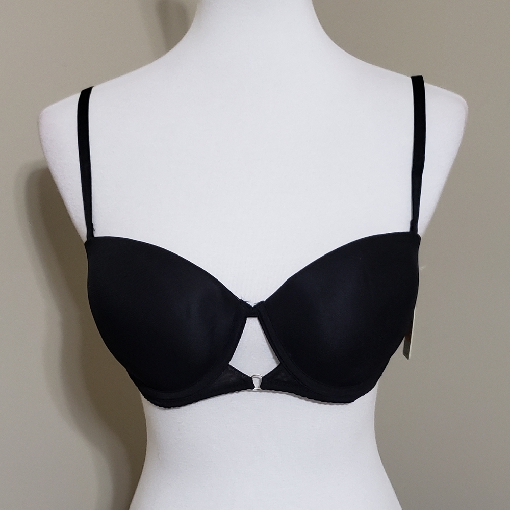 Black mesh convertible pushup bra